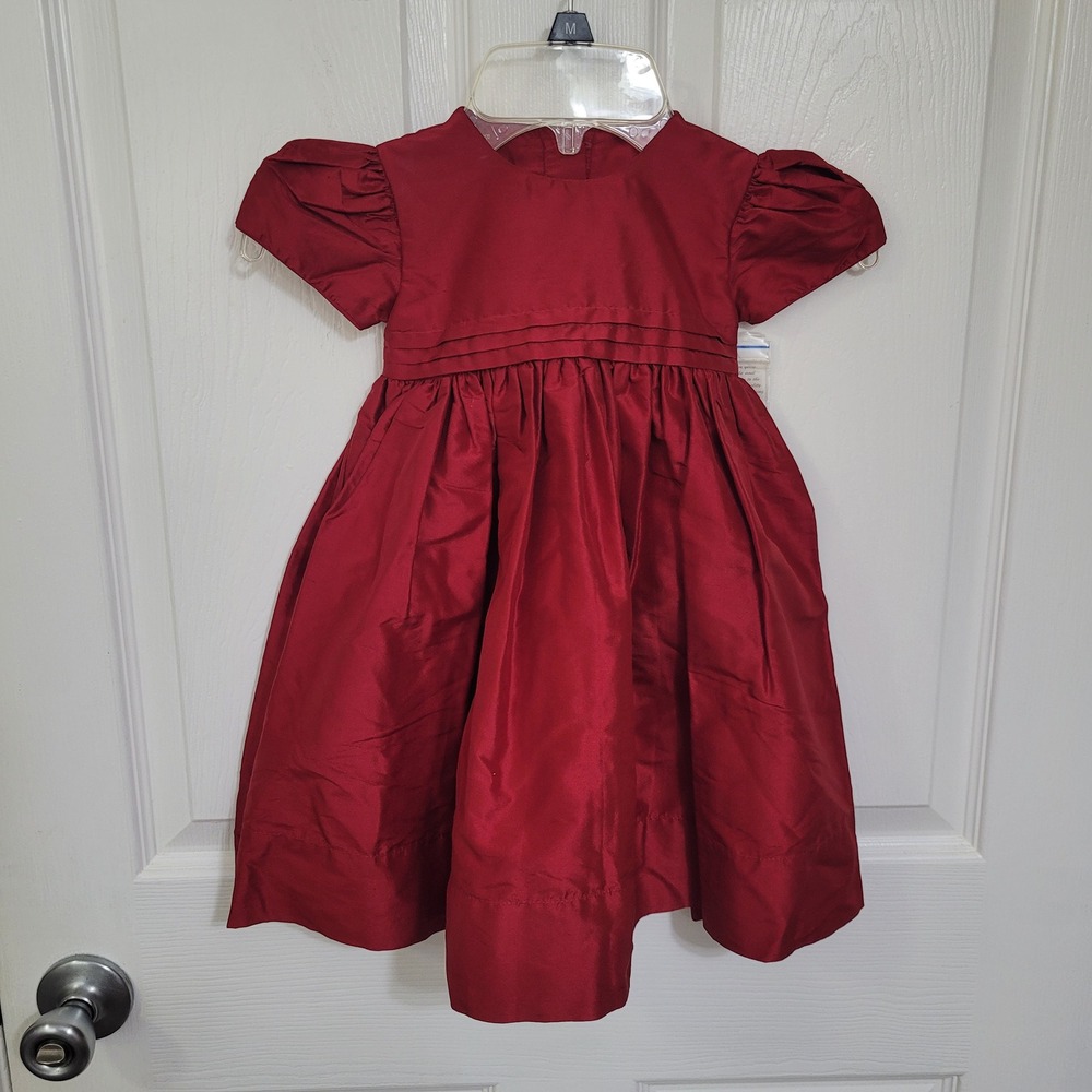 Strasburg Children Red 100% Silk Dupioni Holiday Dress 12M NWT